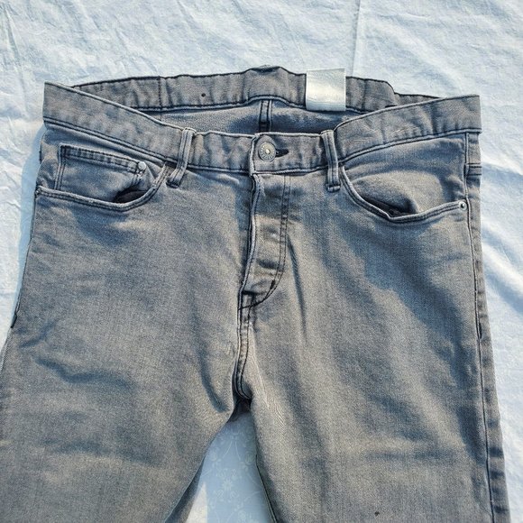 H&M &Denim Slim Low Waist Stretch Heathered Black Grey Jeans - 32W 30L - Picture 4 of 13